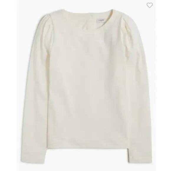 J.‎ Crew Factory Top Womens Puff-Long Sleeves Gold Button Back Ivory Size M - Picture 1 of 10